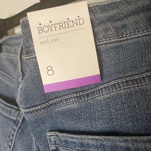 NWT Style& co Blue Beaded Embroidered Denim Distressed Boyfriend Jeans Size 8 - Picture 11 of 15